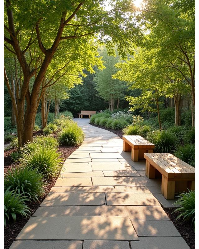 Barrierefreie Gartenwege und Sitzbereiche