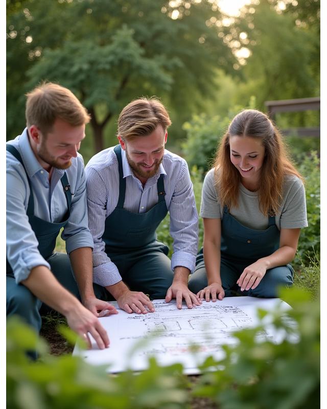 Team EdelGrün Creations bei der Gartenplanung